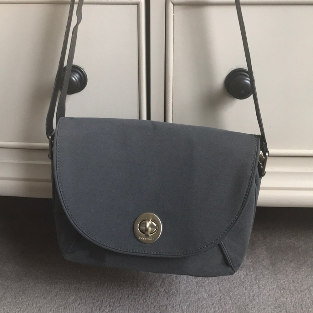 Baggallini Gray Crossbody Bag with Gold Turn-Lock